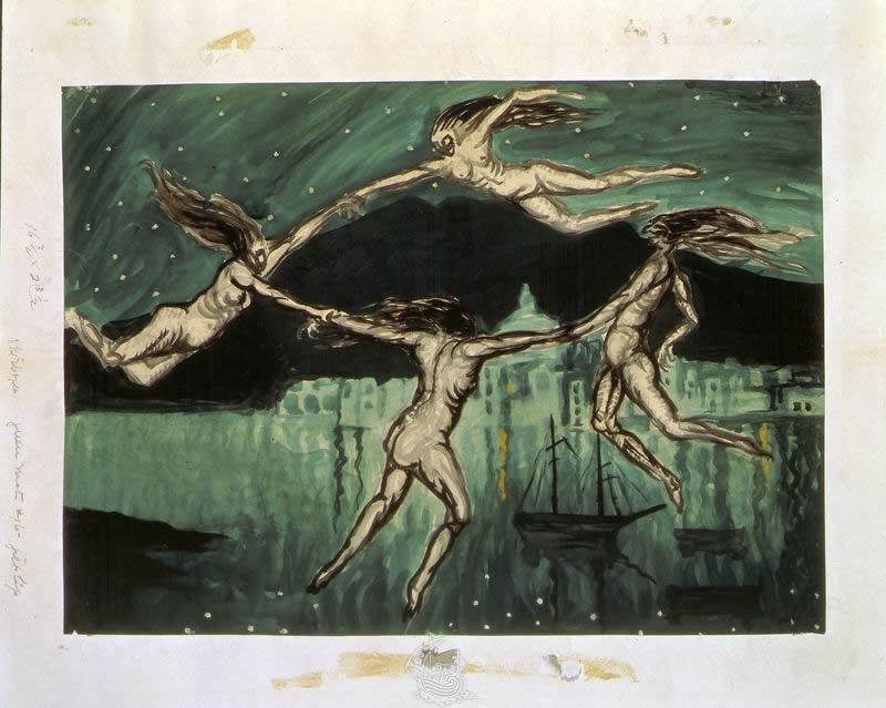 Salvador Dali painting "the Sardana of the Witches", done when he was 14 years old.